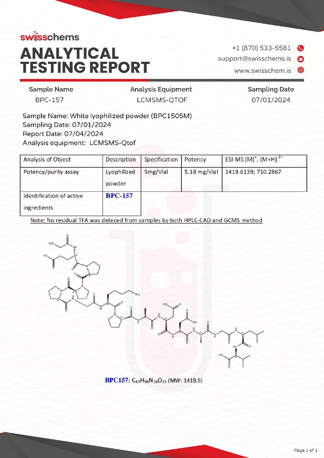 Swiss Chems BPC-157 5mg