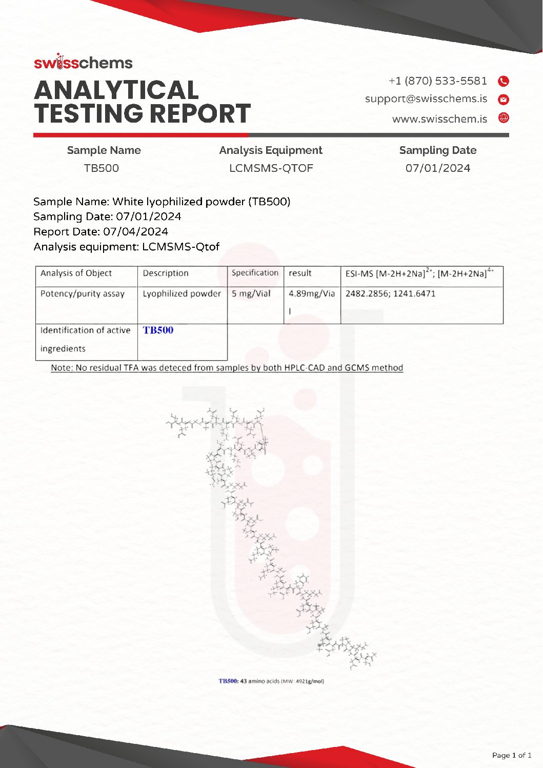 Swiss Chems TB-500 (Thymosin Beta-4)