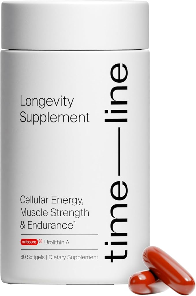 Timeline Mitopure Urolithin A - First Clinically Proven Supplement for Healthy Aging and Cellular Renewal - Mitoceutical for Muscle Strength, Endurance and Longevity - 60 Softgels