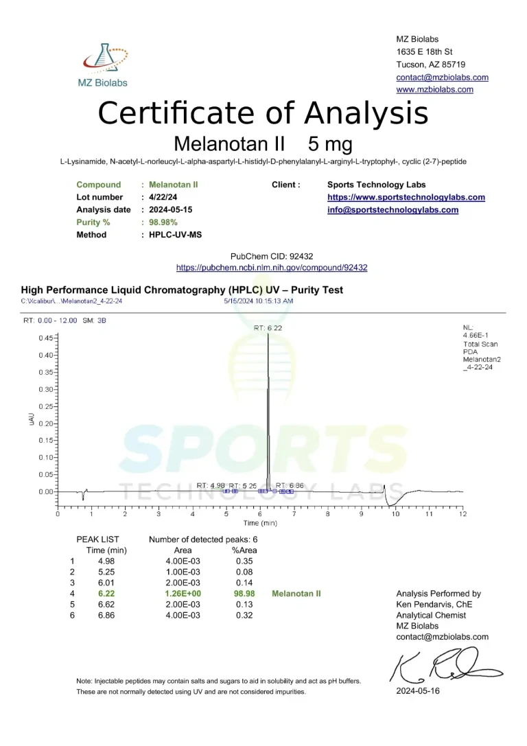 Sports Technology Lab.Melanotan 2 10MG