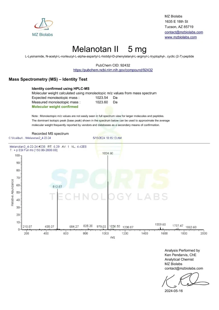 Sports Technology Lab.Melanotan 2 10MG