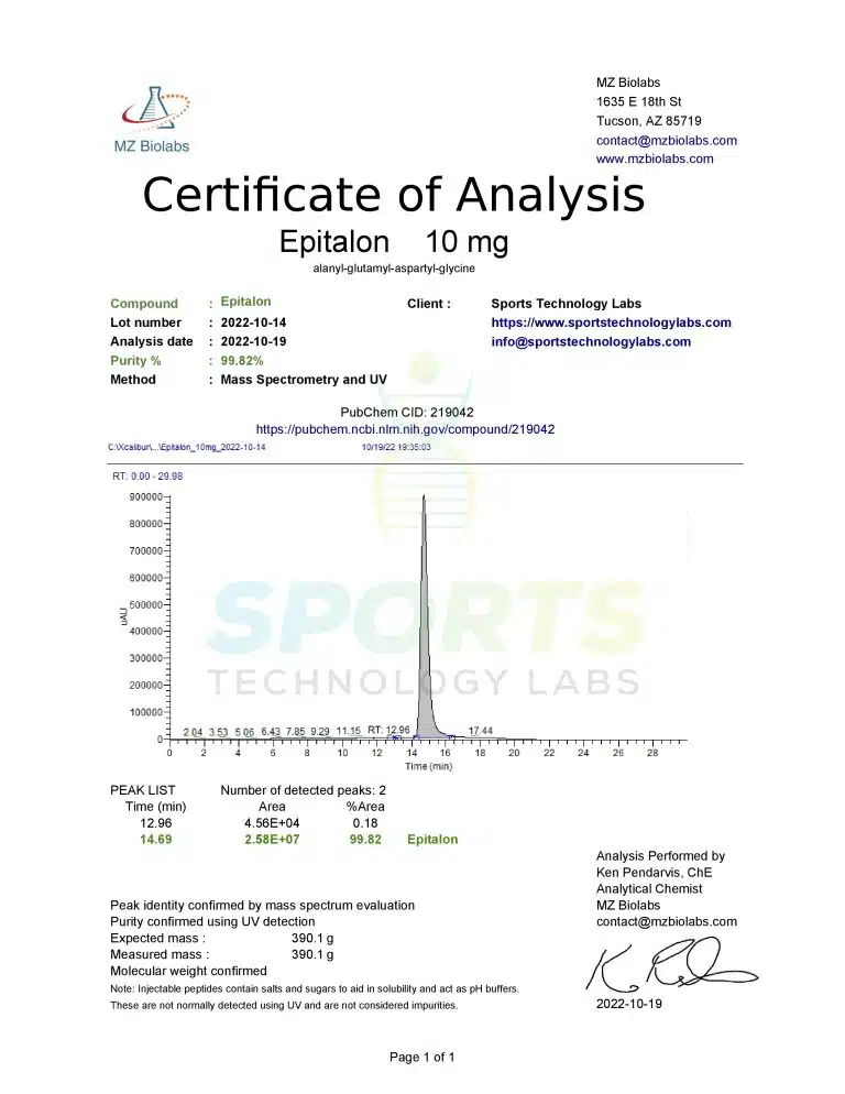 Sports Technology Labs.Epitalon 10mg