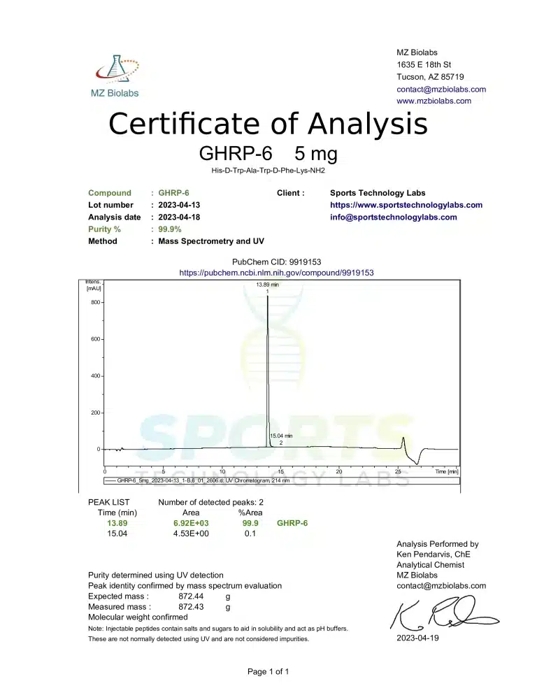 Sports Technology Lab.GHRP6 5mg