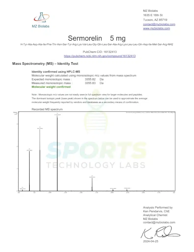 Sports Technology Lab Sermorelin Peptide (5mg)