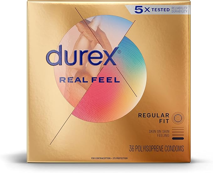 Durex Condoms for Sex, Non Latex Avanti Bare Real Feel Lubricated, Regular Fit for Men with Natural on Skin Feeling