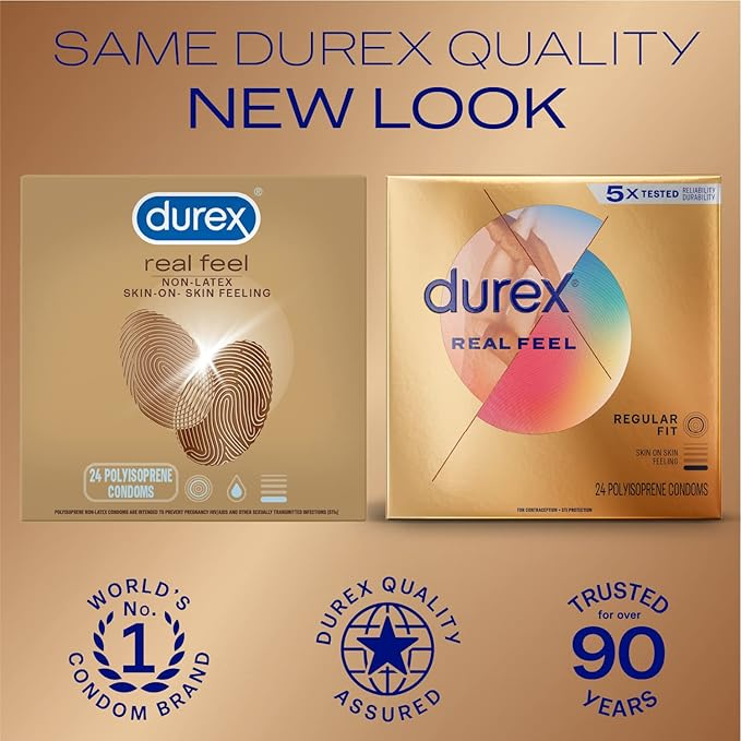 Durex Avanti Bare Real Feel Lubricated Condoms, 24 Count, Non Latex Condoms for Men with Natural Skin on Skin Feeling