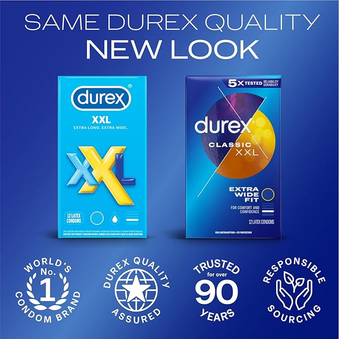 Durex Condom XXL Longer & Wider Natural Latex Condoms