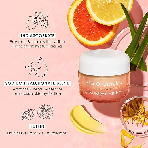 Sunday Riley C.E.O. Afterglow Brightening Vitamin C Cream Face Moisturizer