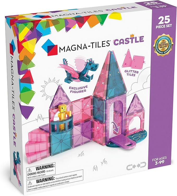 MAGNA-TILES Castle 25-Piece Magnetic Construction Set, The Original Magnetic Building Brand