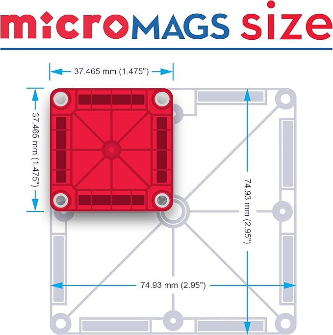 MAGNA-TILES microMAGS 26-Piece Travel Magnetic Construction Set – Bold Colors, The Original Magnetic Building Brand