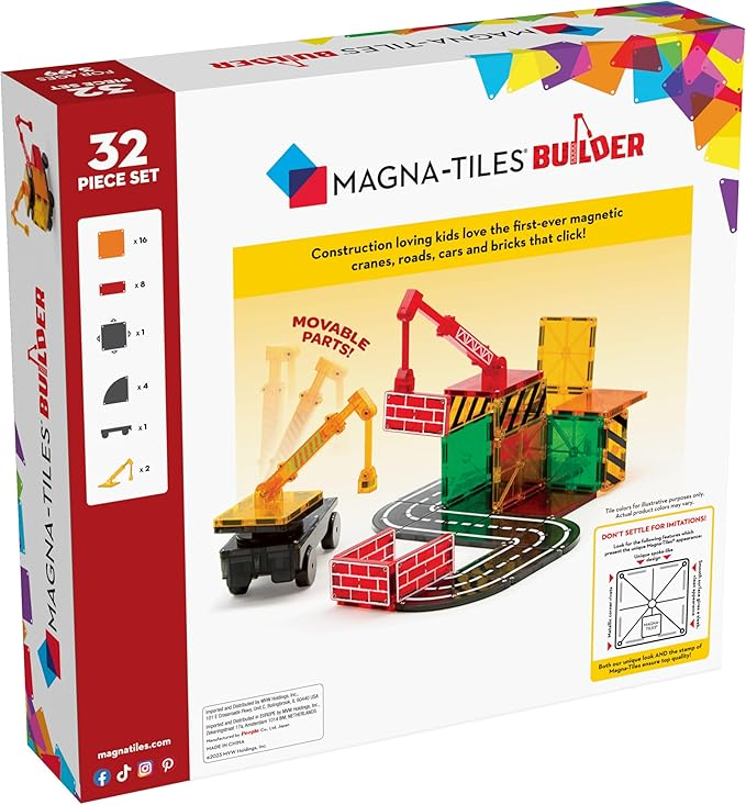 MAGNA-TILES Builder 32-Piece Magnetic Construction Set, The ORIGINAL Magnetic Building Brand