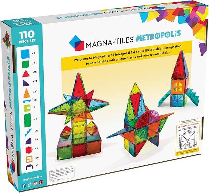 MAGNA-TILES Metropolis 110-Piece Magnetic Construction Set, The ORIGINAL Magnetic Building Brand