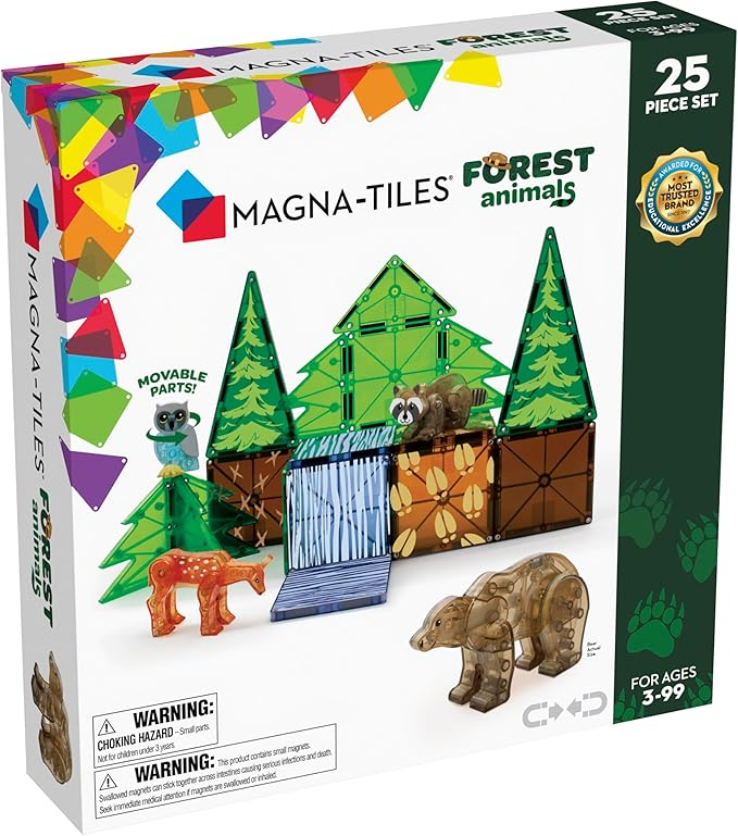 MAGNA-TILES Forest Animals 25-Piece Magnetic Construction Set, The ORIGINAL Magnetic Building Brand