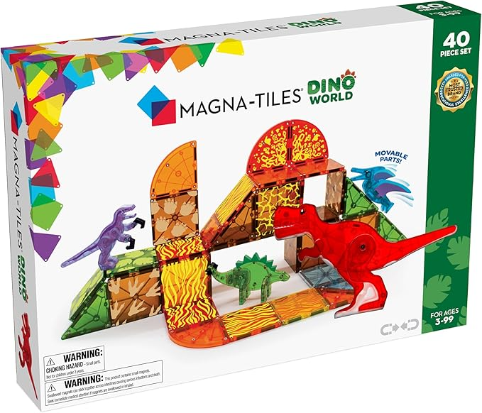 MAGNA-TILES Dino World 40-Piece Magnetic Construction Set, The ORIGINAL Magnetic Building Brand