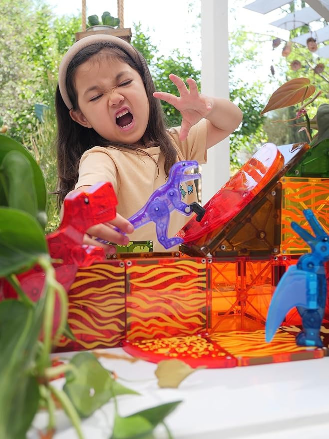 MAGNA-TILES Dino World 40-Piece Magnetic Construction Set, The ORIGINAL Magnetic Building Brand