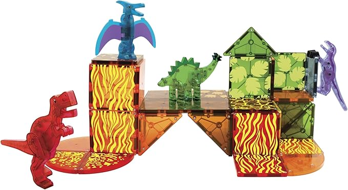 MAGNA-TILES Dino World 40-Piece Magnetic Construction Set, The ORIGINAL Magnetic Building Brand