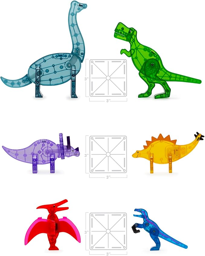 MAGNA-TILES Dino World XL 50-Piece Magnetic Construction Set, The ORIGINAL Magnetic Building Brand