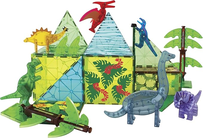 MAGNA-TILES Dino World XL 50-Piece Magnetic Construction Set, The ORIGINAL Magnetic Building Brand