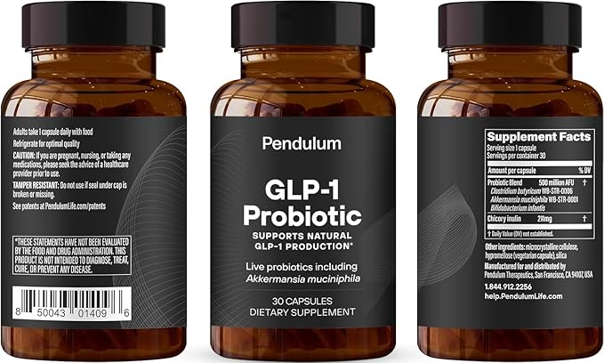 Pendulum GLP-1 Probiotic - 500M AFU Multi-Strain Probiotic + Prebiotic, Naturally Support GLP-1 Production & Curb Appetite