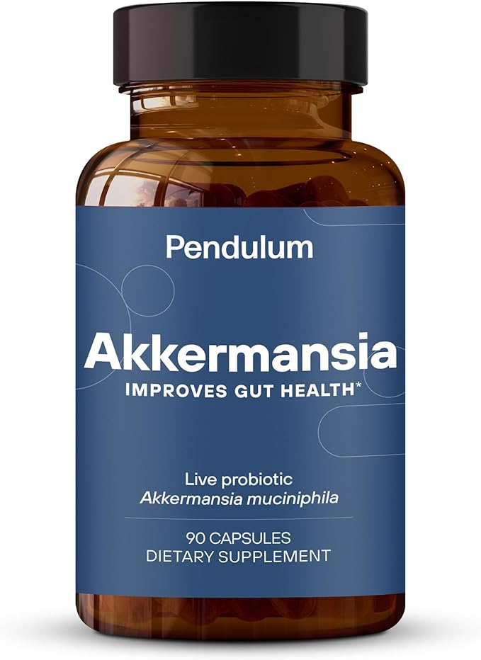 Pendulum Akkermansia Probiotic with Prebiotic Fiber - Delayed Release Capsules, Third-Party Tested, Authentic 100M AFU Live Strain for Gut Health & GLP-1 Support for Men & Women (90 Capsules, 1-Pack)