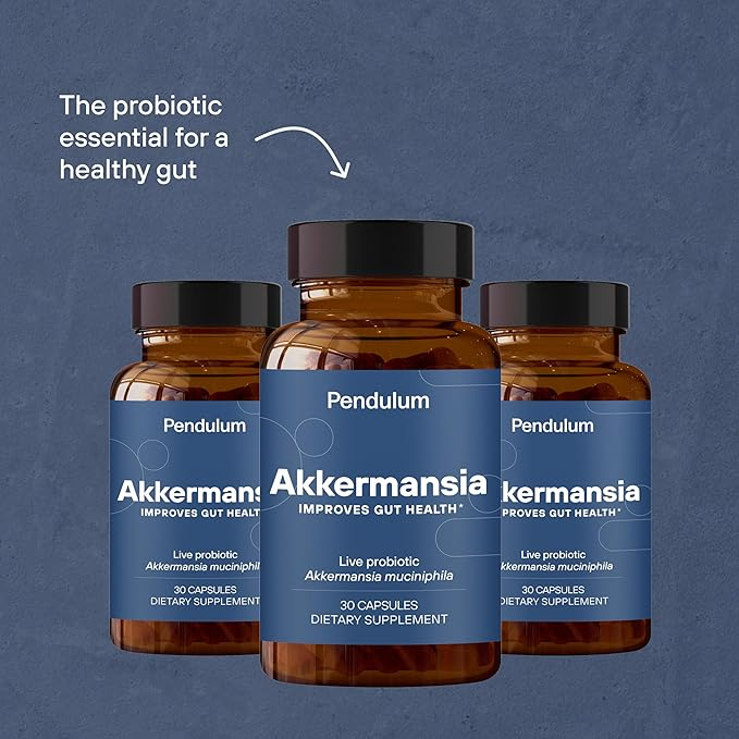 Pendulum Akkermansia Probiotic with Prebiotic Fiber - Delayed Release Capsules, Third-Party Tested, Authentic 100M AFU Live Strain for Gut Health & GLP-1 Support for Men & Women (90 Capsules, 1-Pack)