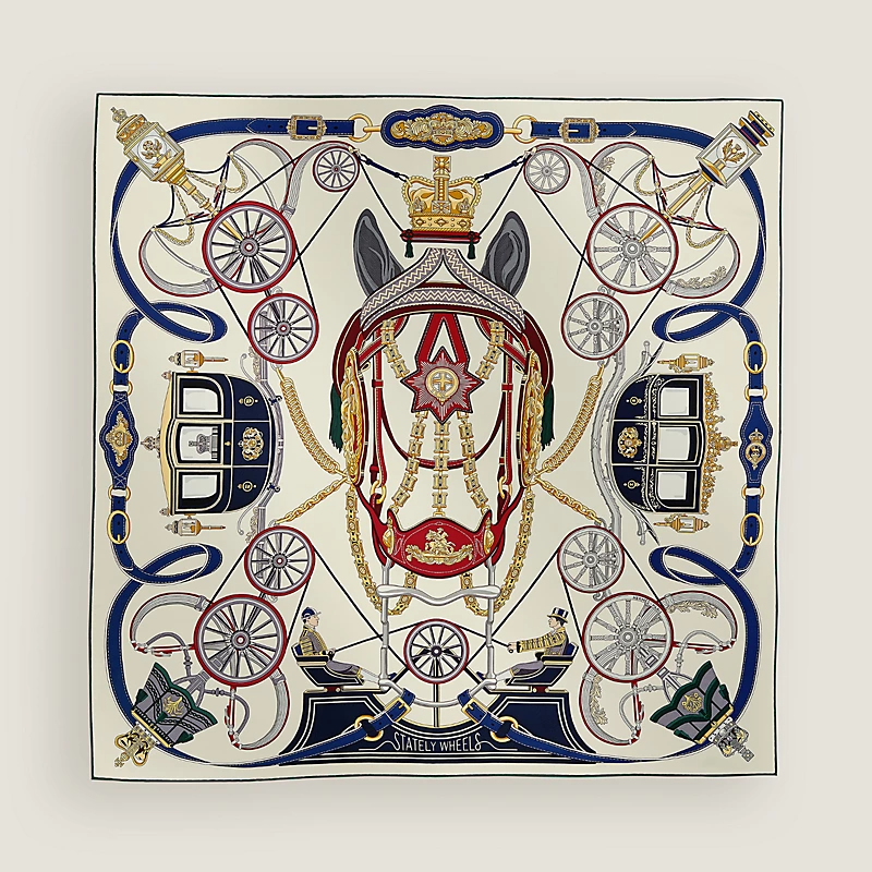 Hermes Stately Wheels scarf 90