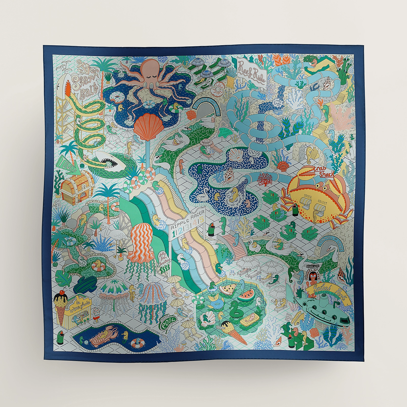 Hermes Splash Park double face scarf 90