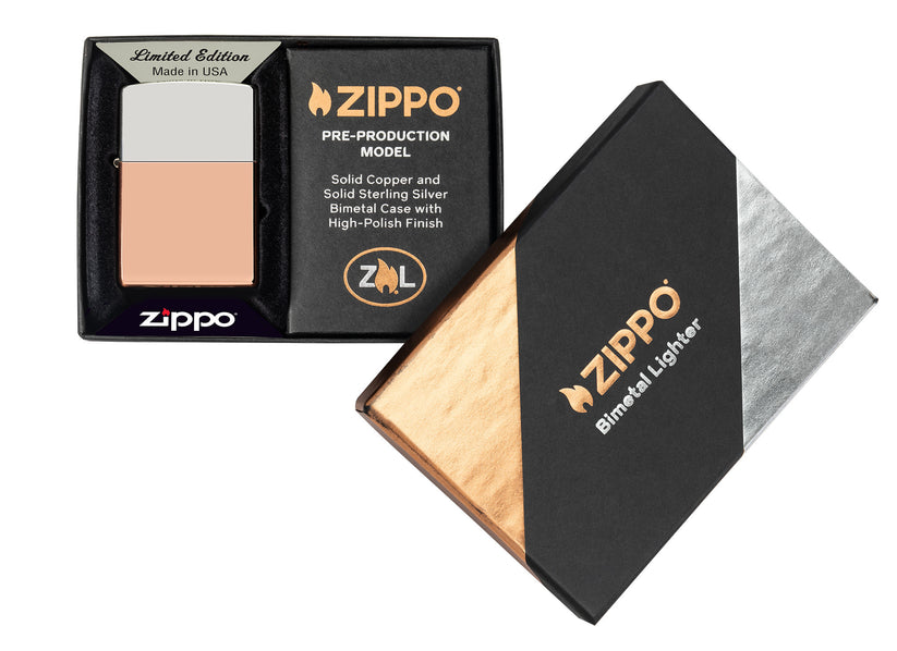 Zippo Bimetal Case Lighter - Sterling Silver Lid