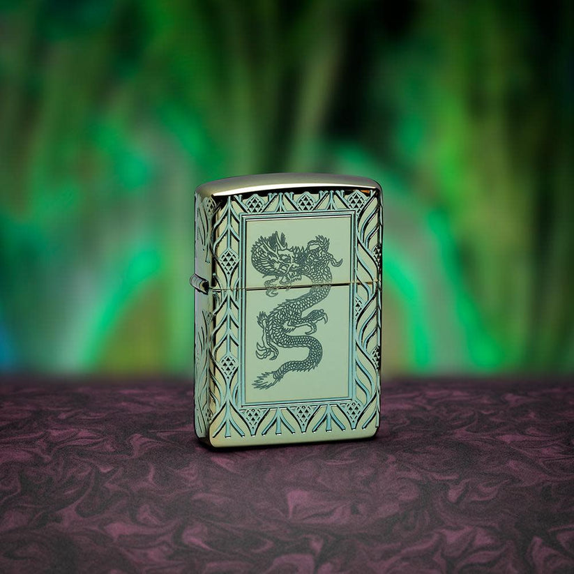 Zippo Armor® High Polish Green Elegant Dragon