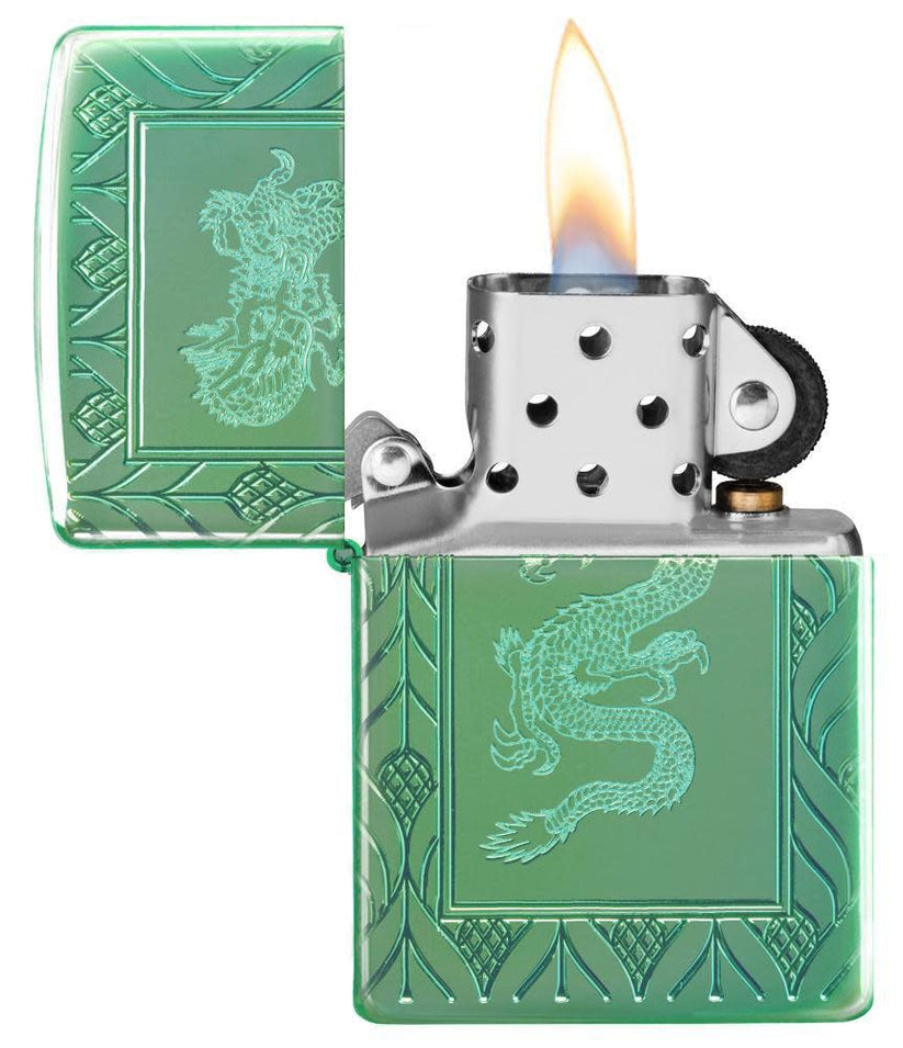 Zippo Armor® High Polish Green Elegant Dragon