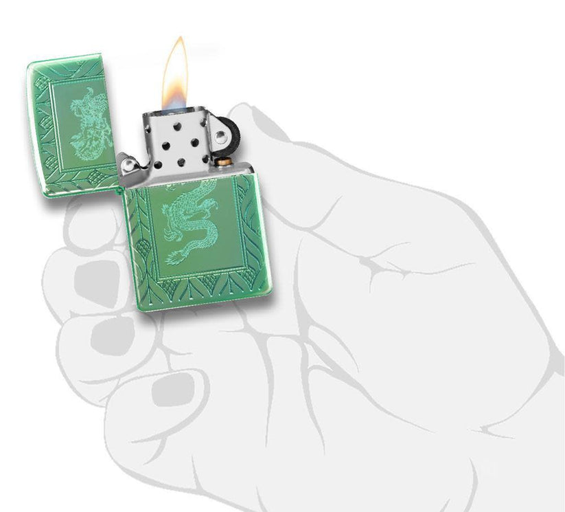 Zippo Armor® High Polish Green Elegant Dragon