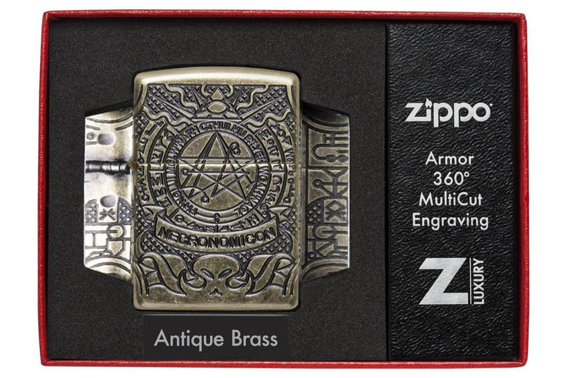 Zippo Armor® Antique Brass Book of the Dead