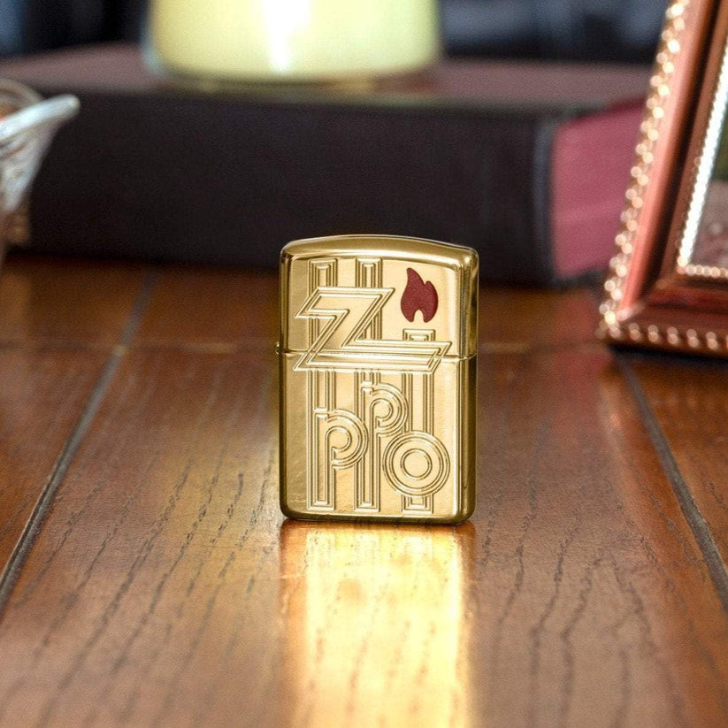 Zippo Armor® High Polished Brass Abstract Logo