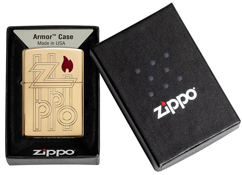 Zippo Armor® High Polished Brass Abstract Logo