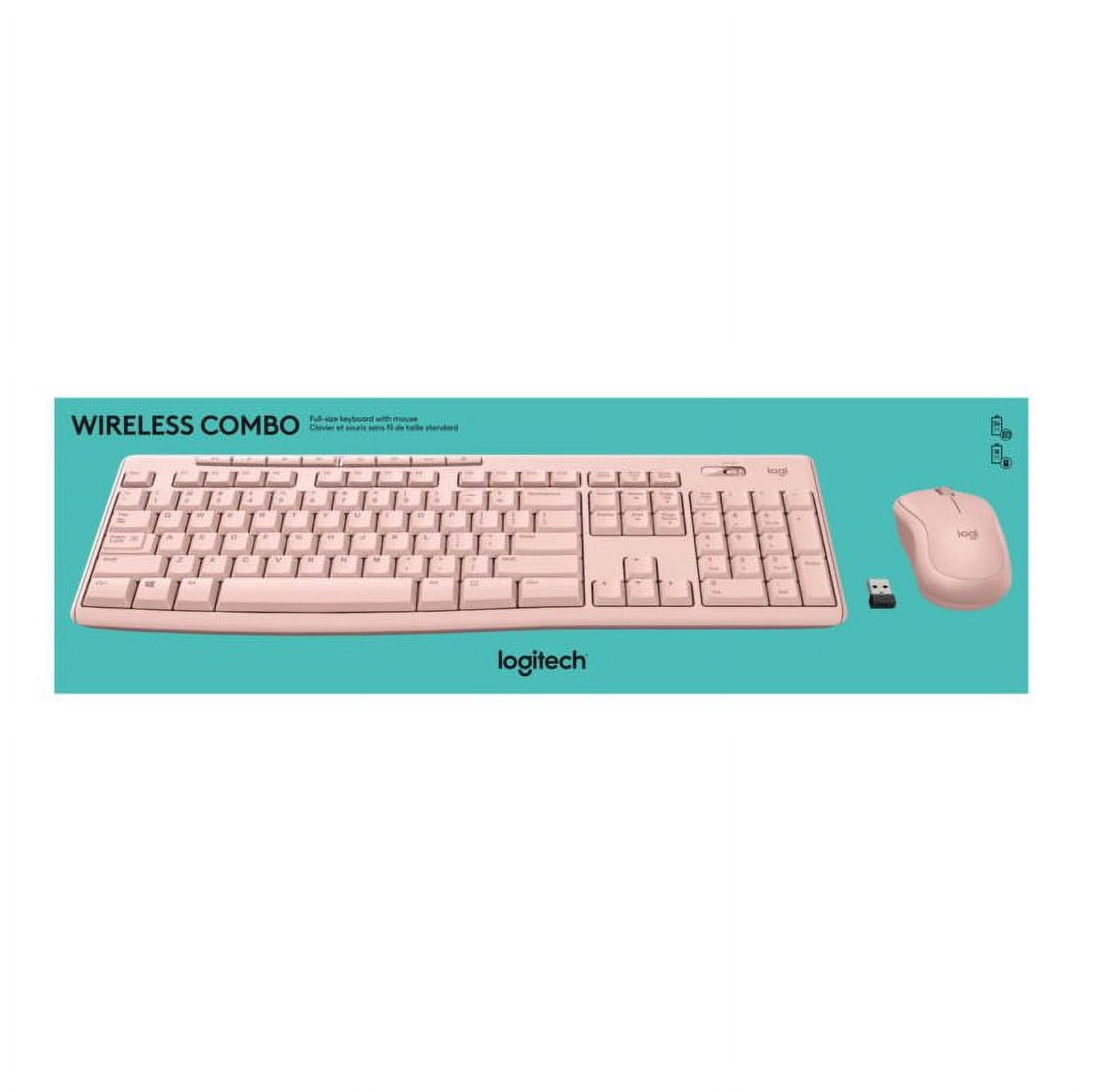 LOGITECH WIRELESS KEYBOARD MOUSE COMBO WINDOWS 2.4 GHZ COMPACT MOUSE ROSE COLOR