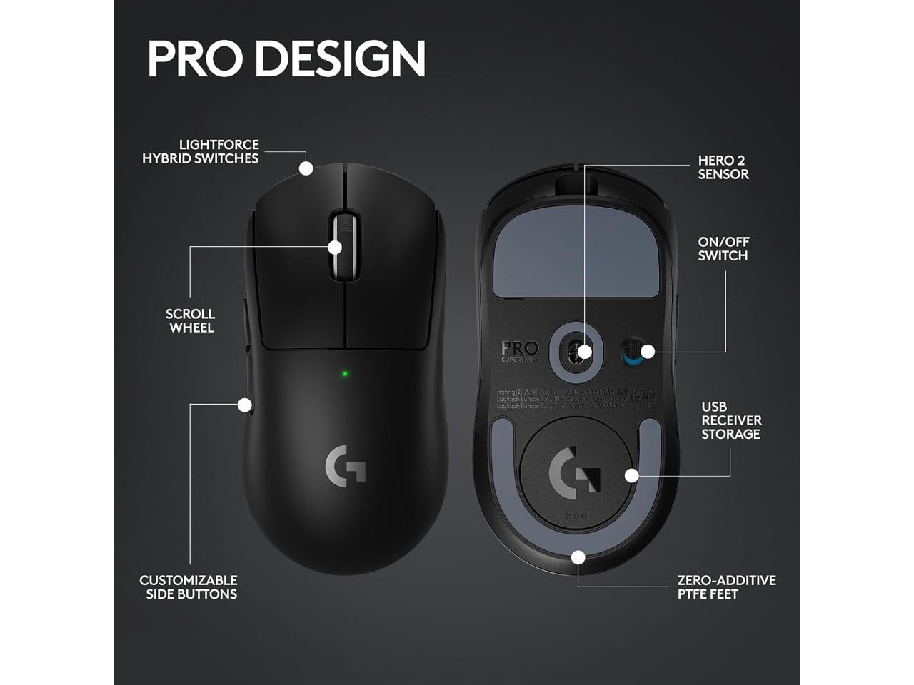 Logitech G Pro X Superlight 2 Lightspeed Wireless Gaming Mouse Lightweight Black