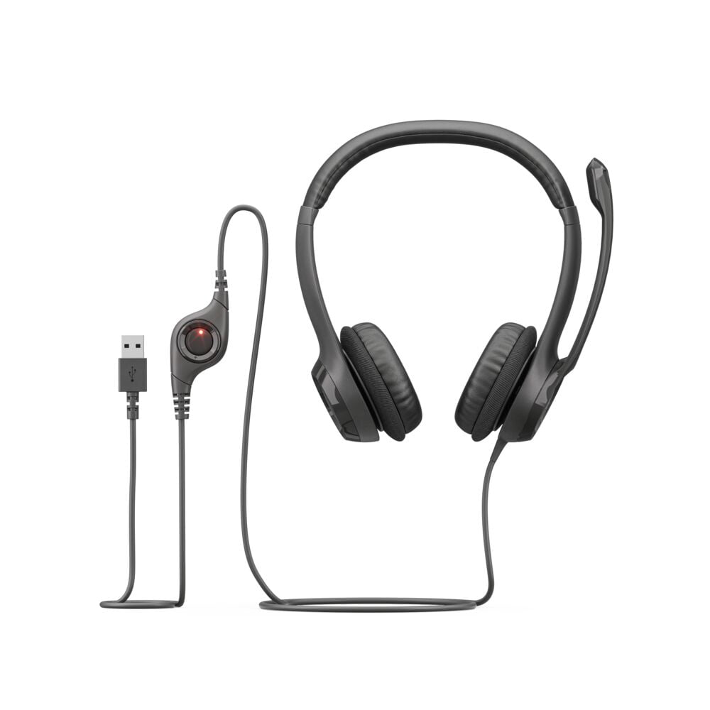 Logitech H390 Wired USB Headset Stereo Headphones Noise-Cancelling Microphone In-Line Controls PC Mac Laptop Black