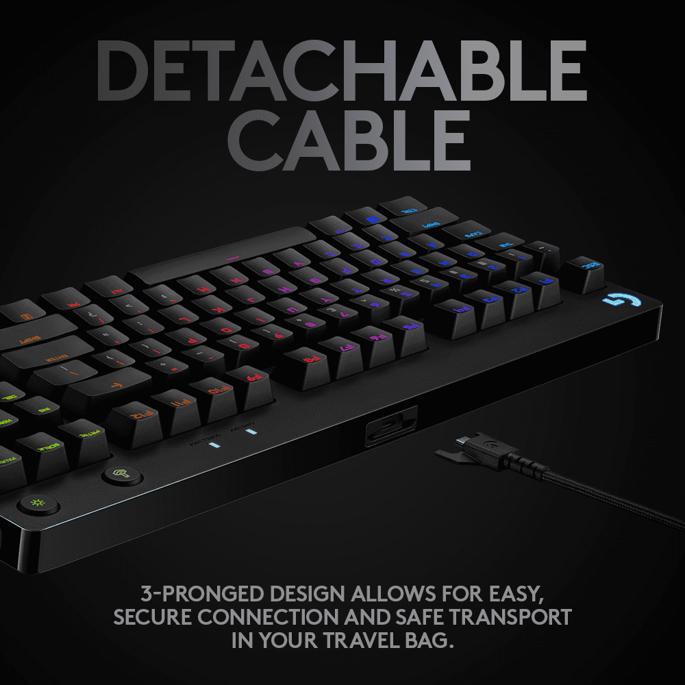 Logitech G PRO Mechanical Gaming Keyboard Ultra Portable RGB Backlit Keys Detachable Cable