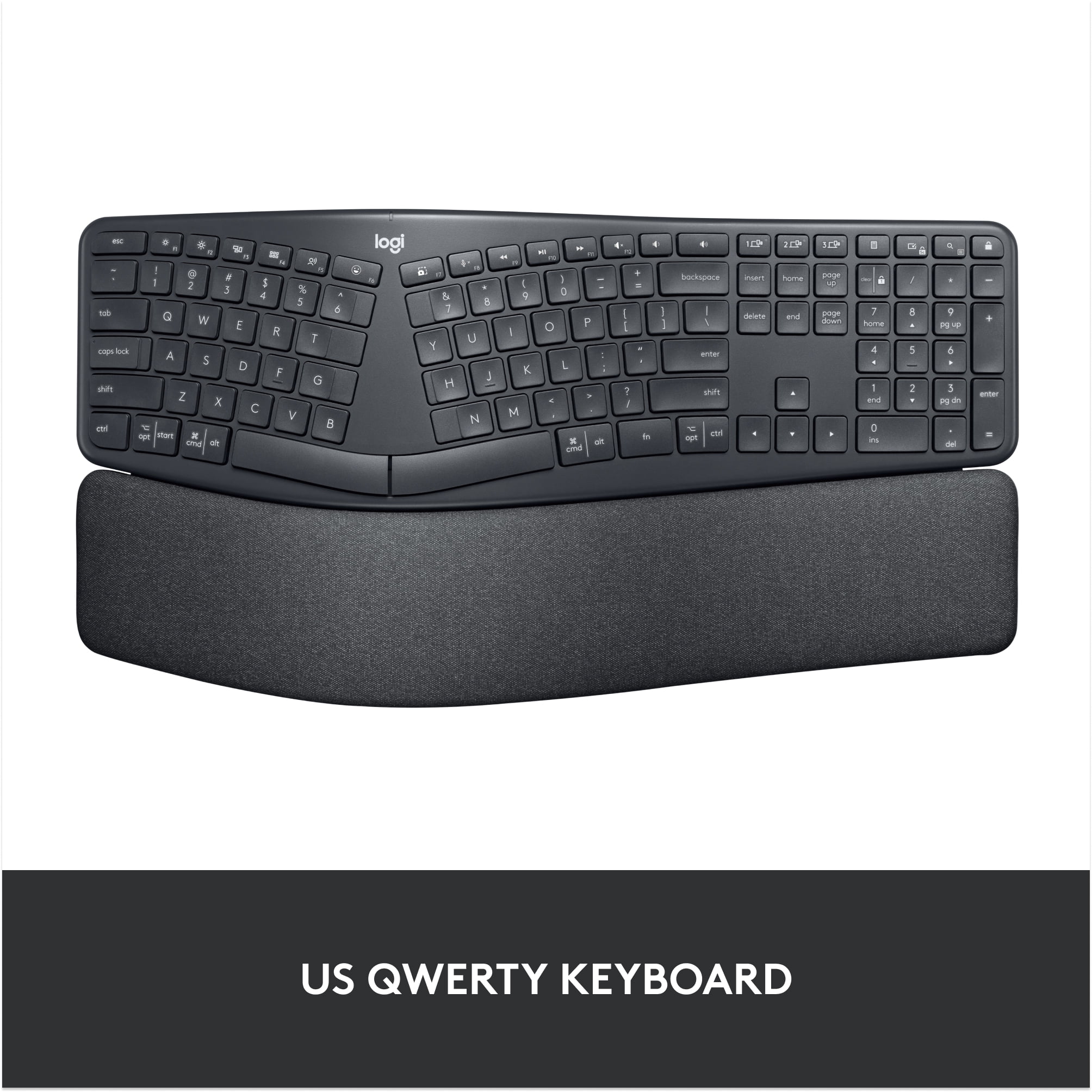 Logitech ERGO K860 Wireless Ergonomic Keyboard Split Wrist Rest Bluetooth Black