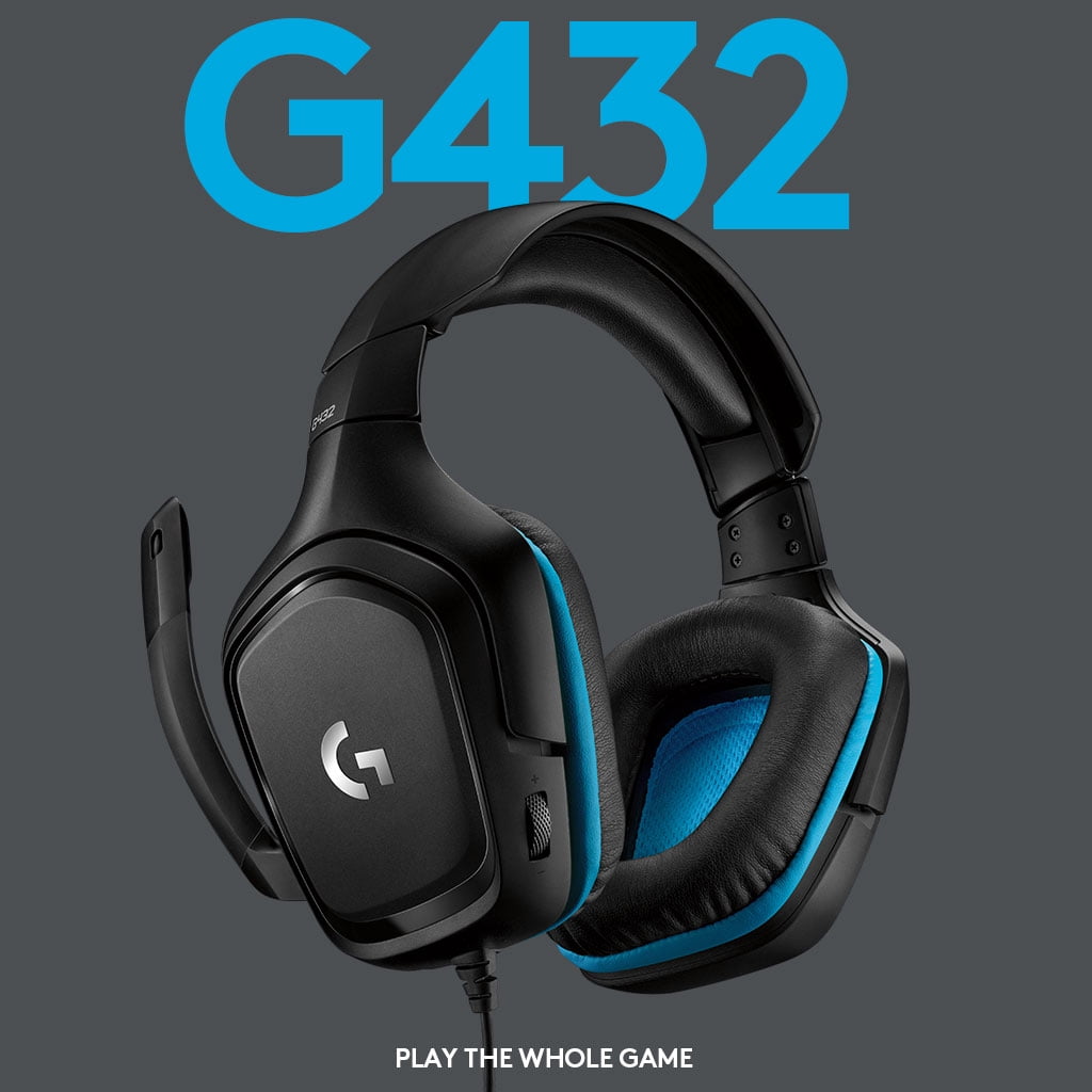 Logitech G432 Wired Gaming Headset with 7.1 Surround Sound DTS HeadphoneX 2.0 50mm Audio Drivers USB 3.5mm Jack Flip-to-Mute Mic PC Black