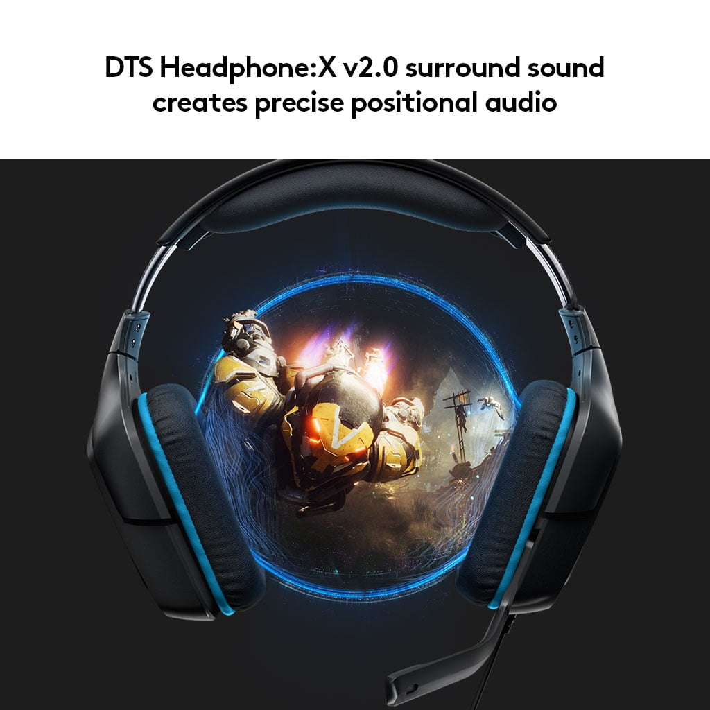 Logitech G432 Wired Gaming Headset with 7.1 Surround Sound DTS HeadphoneX 2.0 50mm Audio Drivers USB 3.5mm Jack Flip-to-Mute Mic PC Black