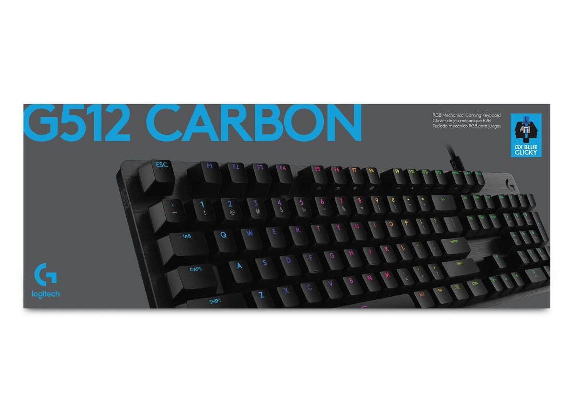 Logitech G512 CARBON RGB Gaming Keyboard with GX Brown Switches - Tactile & USB Passthrough