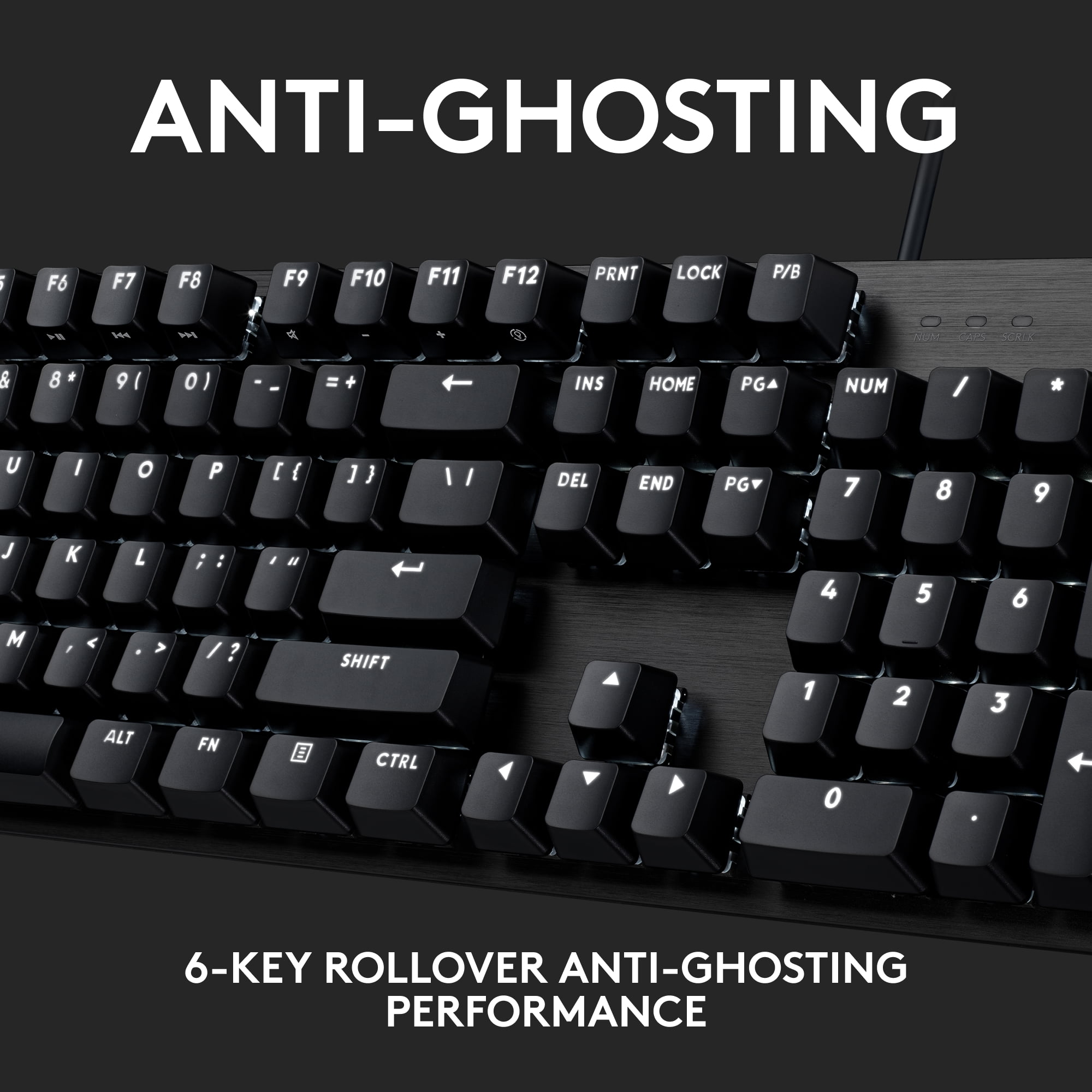 Logitech G413 SE Gaming Keyboard with PBT Keycaps and Mechanical Switches - White Backlit LED - 6-Key Rollover Anti-Ghosting