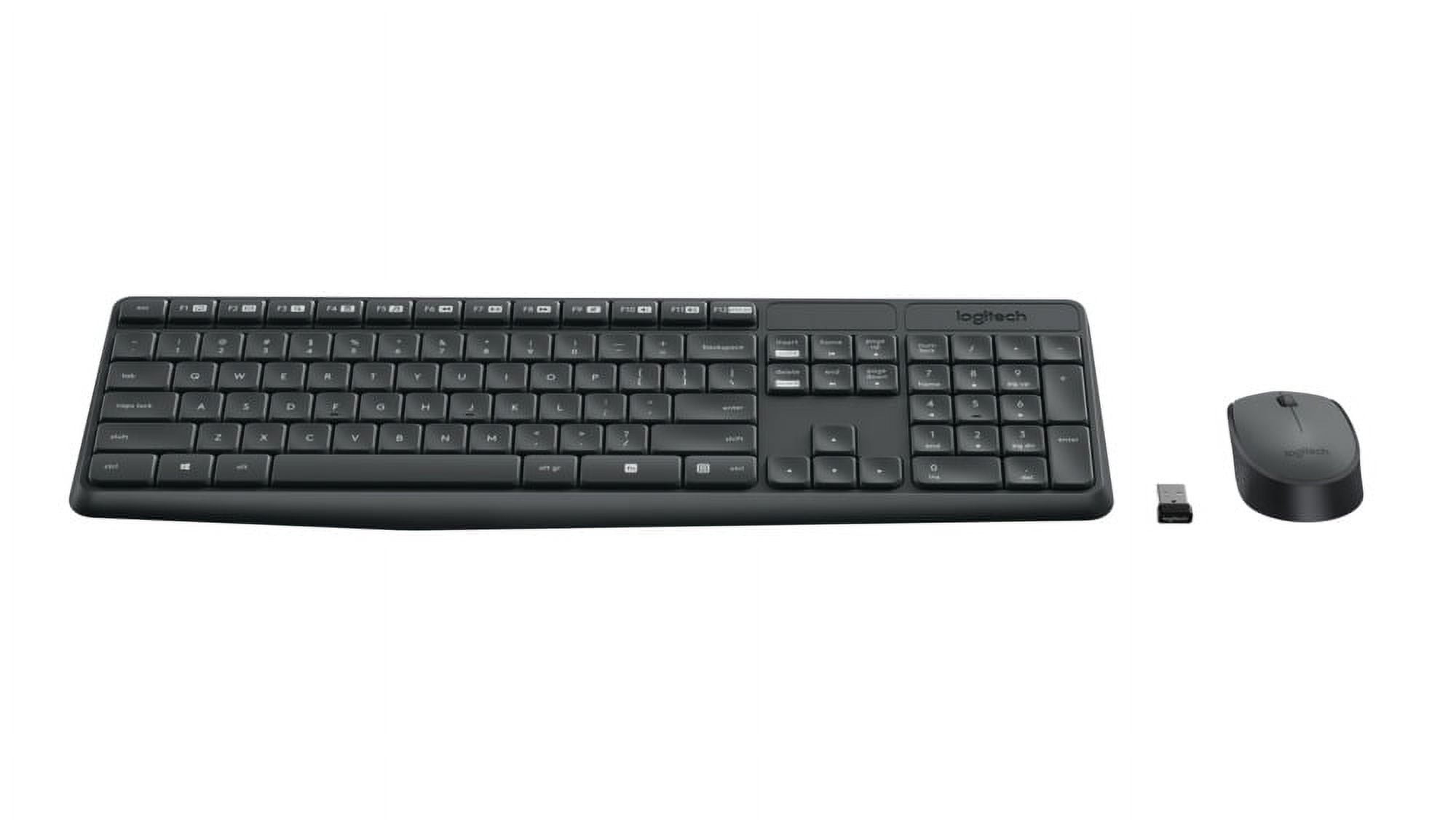 Logitech MK235 Wireless Keyboard Mouse Combo Windows 2.4 GHz USB Receiver 15 FN Keys Long Battery Life PC Laptop Compatible