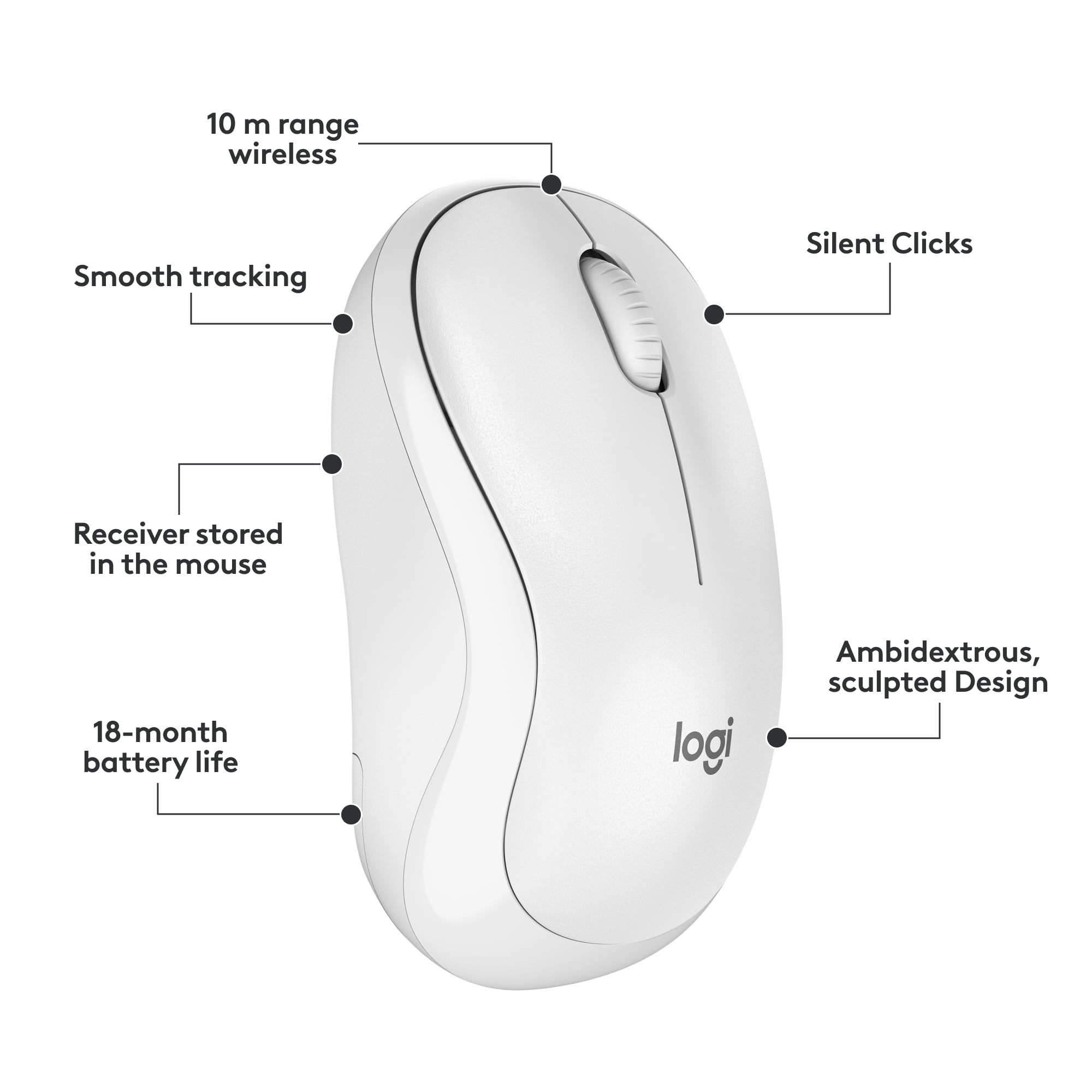 Logitech MK295 Silent Wireless Keyboard Mouse Combo with 90% Less Noise 2.4 GHz Off-White