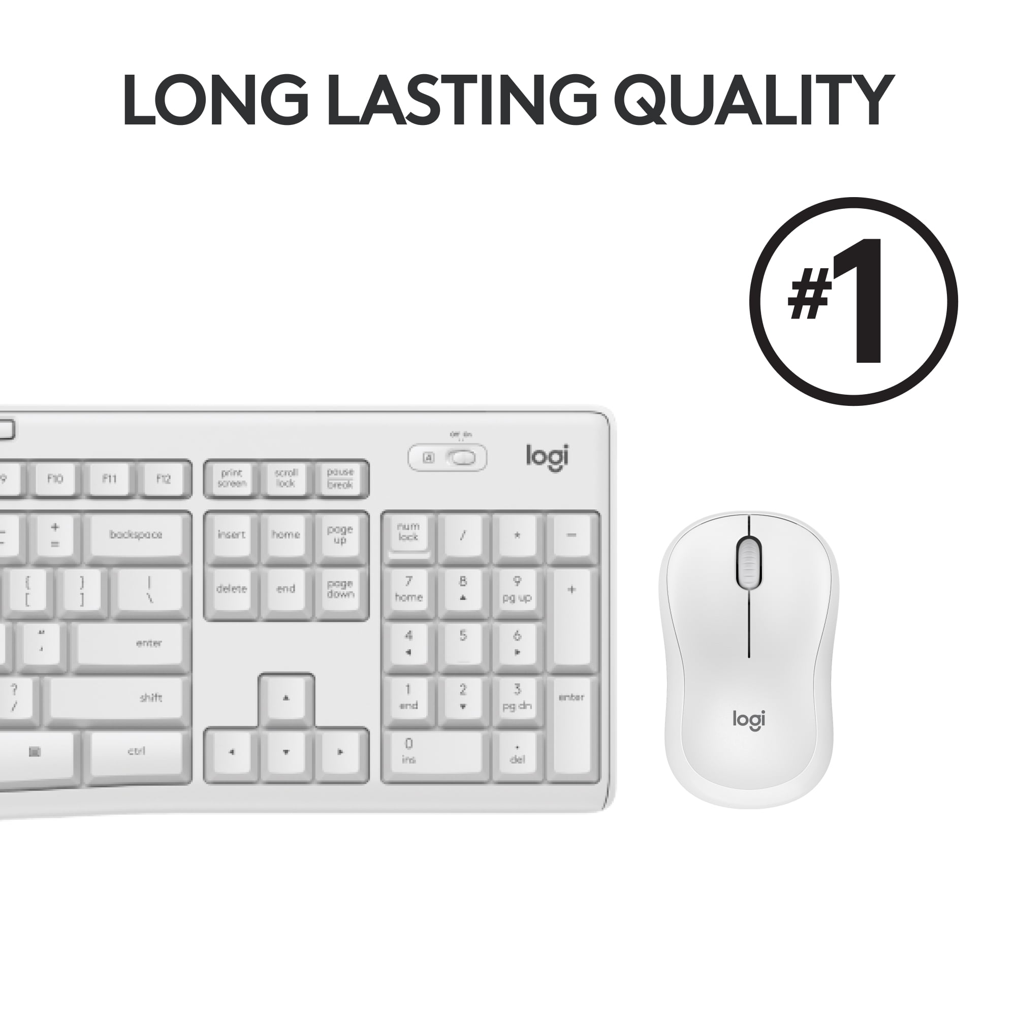 Logitech MK295 Silent Wireless Keyboard Mouse Combo with 90% Less Noise 2.4 GHz Off-White