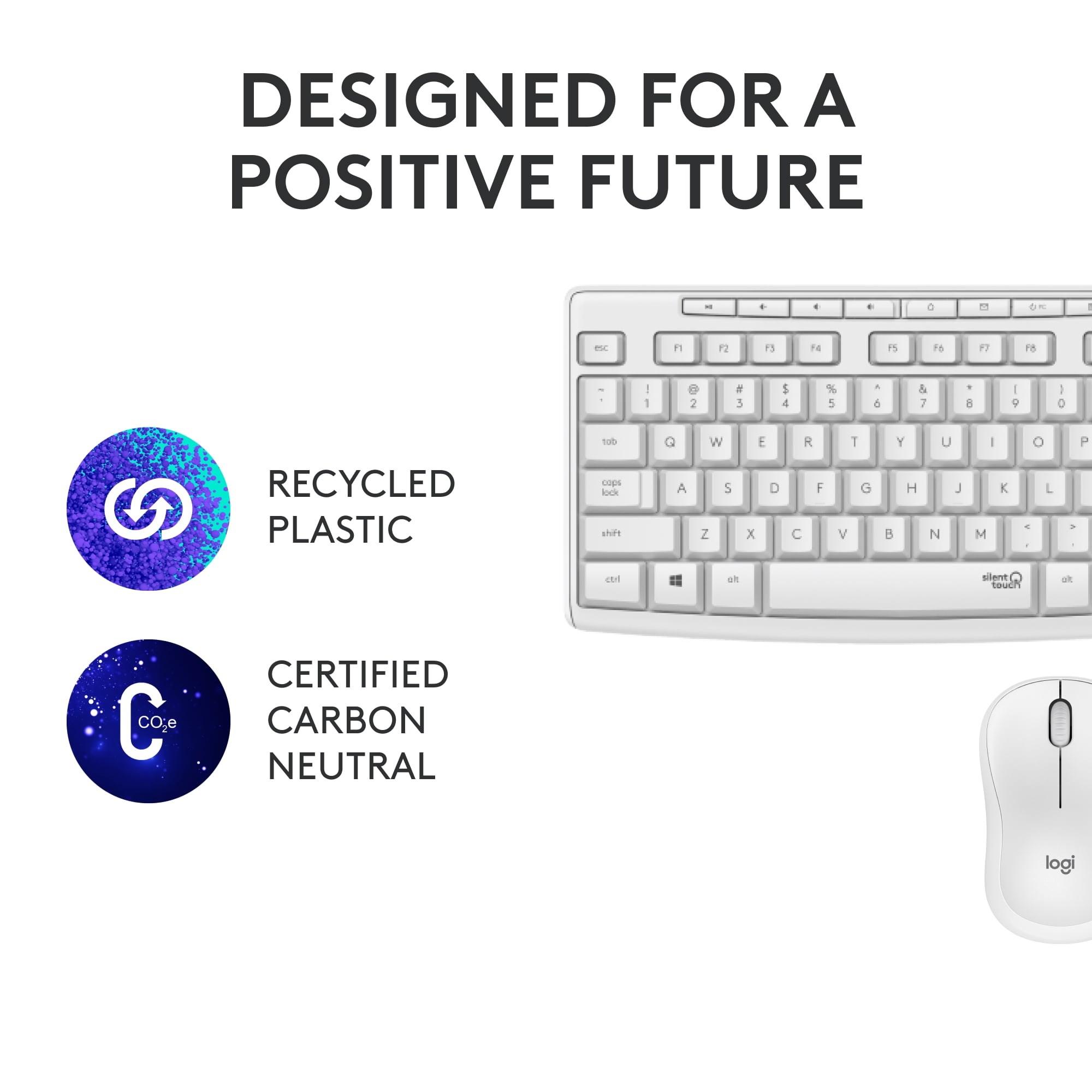 Logitech MK295 Silent Wireless Keyboard Mouse Combo with 90% Less Noise 2.4 GHz Off-White