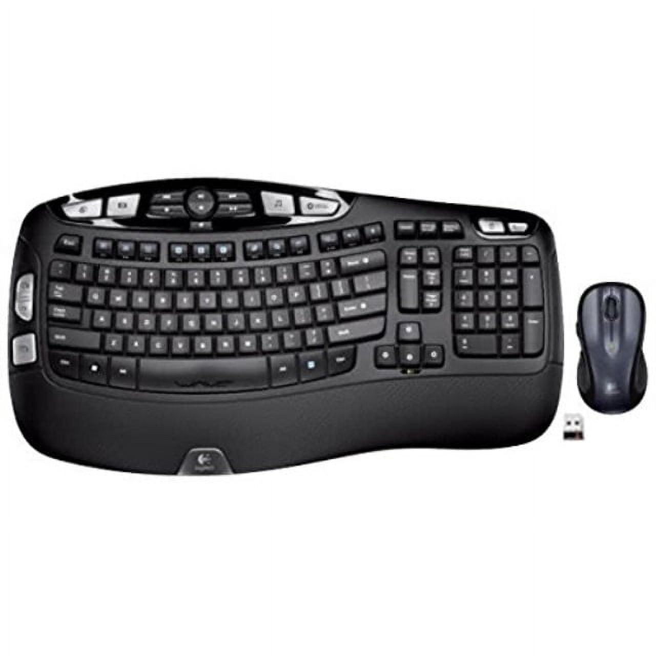 Logitech MK550 Wireless Wave Keyboard Mouse Combo with Long Battery Life Ergonomic Design Black