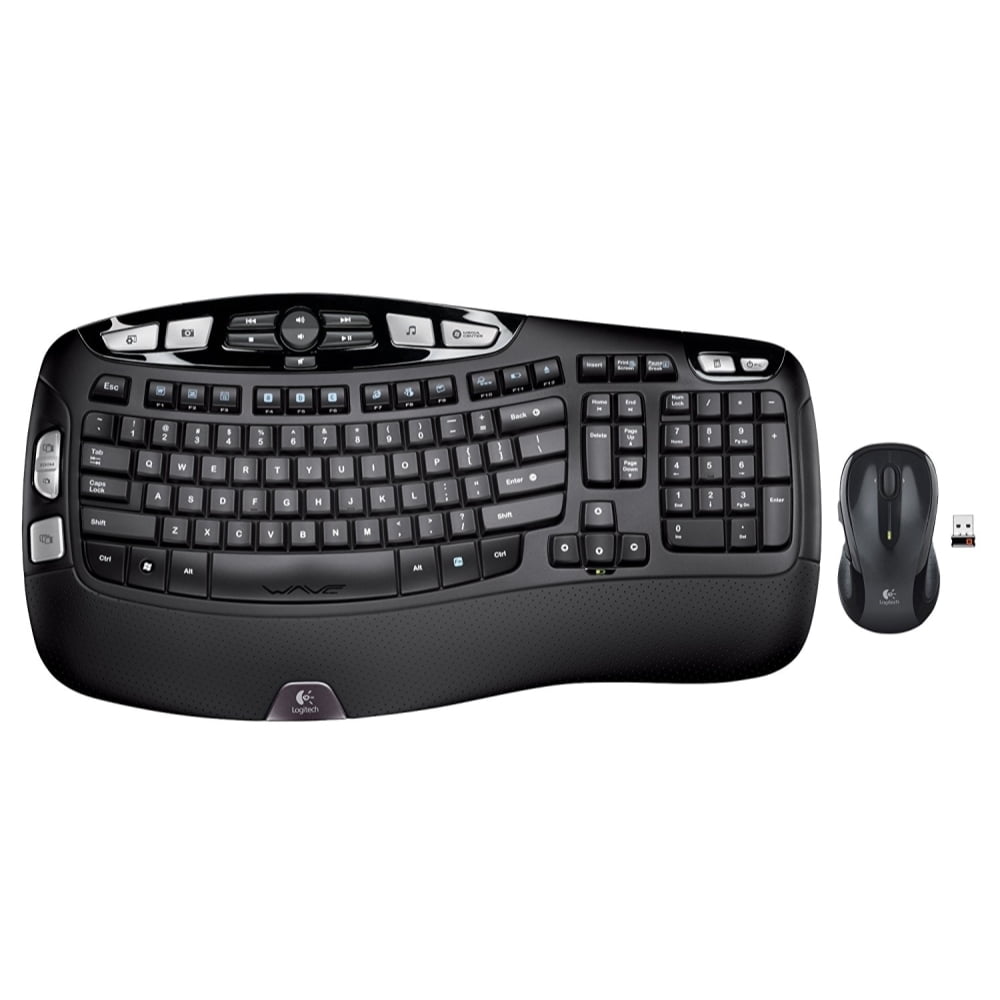 Logitech MK550 Wireless Wave Keyboard Mouse Combo with Long Battery Life Ergonomic Design Black