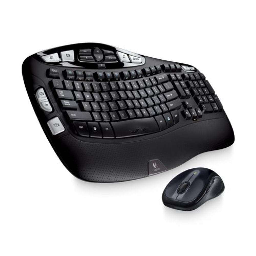 Logitech MK550 Wireless Wave Keyboard Mouse Combo with Long Battery Life Ergonomic Design Black